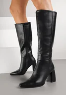 Kozaki damskie - Czarne Klasyczne Kozaki na Stożkowym Obcasie Lannvesa - miniaturka - grafika 1