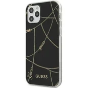 Etui i futerały do telefonów - Guess GUHCP12LPCUCHBK iPhone 12 6,7" Pro Max czarny/black hardcase Gold Chain CollectionGuess / GUE000873 - miniaturka - grafika 1