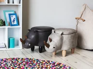 Taborety i hokery - Beliani Hoker imitacja skóry jasnoszary RHINO - miniaturka - grafika 1