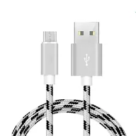Kable USB - Kabel nylonowy 1m Usb microUSB biały Quickcharge! - miniaturka - grafika 1
