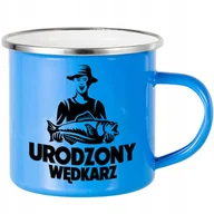 Kubki - KUBEK STALOWY Emaliowany NIEBIESKI 250ml Prezent Urodzonego Wędkarza Wzory - miniaturka - grafika 1