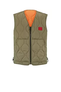 HUGO Bethano2321 męska kamizelka wodoodporna z czerwonym logo, Open Green345., M - Garnitury - miniaturka - grafika 1