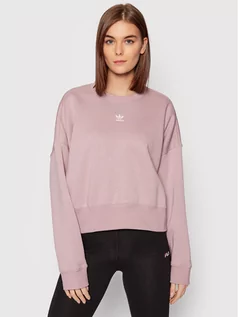 Bluzy damskie - Adidas Bluza Essentials Fleece HF7480 Różowy Relaxed Fit - grafika 1