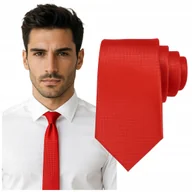Krawaty i muchy męskie - Krawat męski klasyczny - czerwony - miniaturka - grafika 1