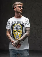 Koszulki męskie - Biały T-shirt męski z nadrukiem Denley Y70007 - miniaturka - grafika 1