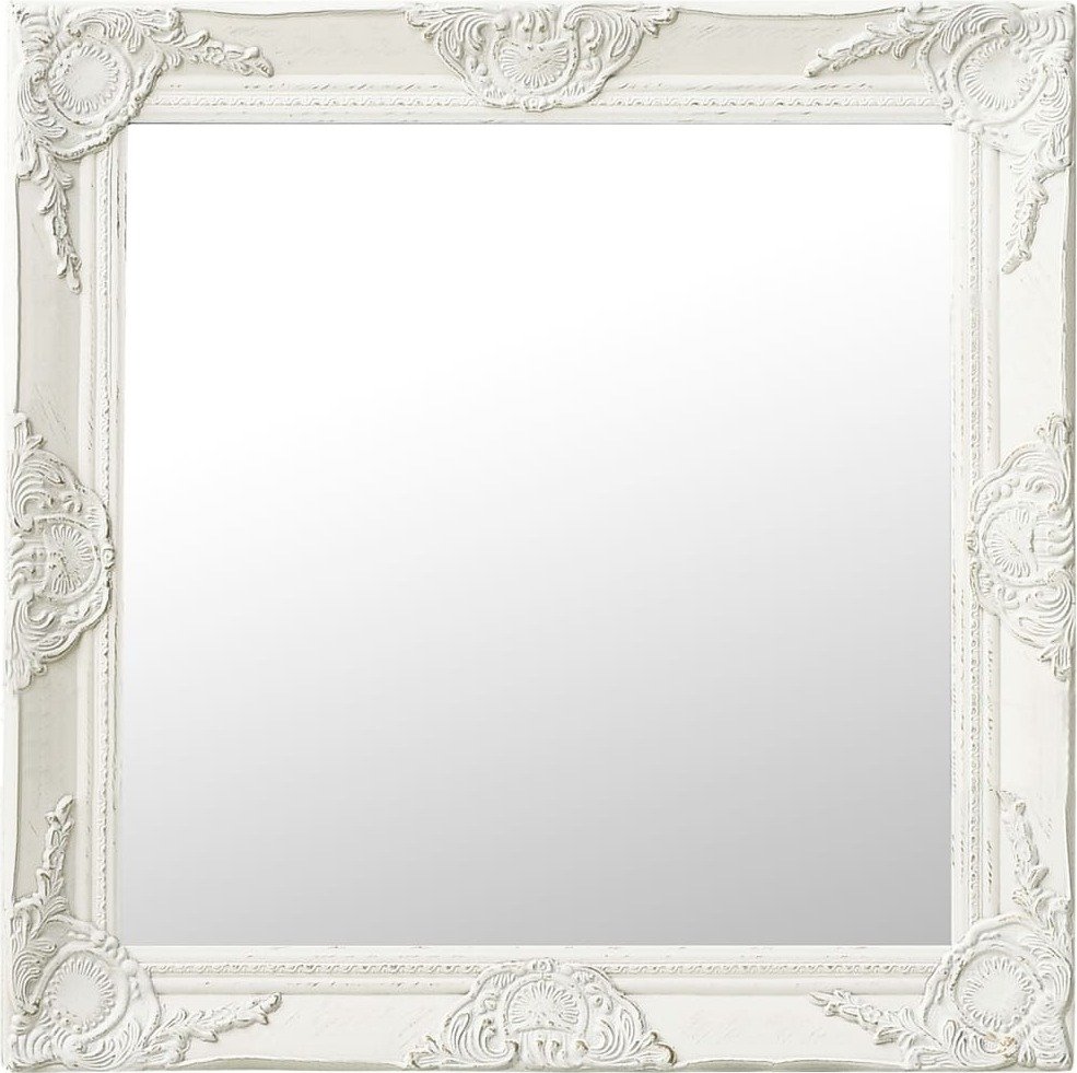 vidaXL Lustro ścienne w stylu barokowym 60x60 cm białe - Lustro ścienne - Lustro ścienne - Lustro kwadratowe - Lustro kwadratowe