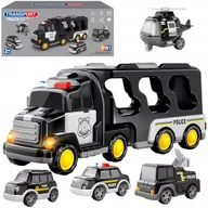 Zabawki zdalnie sterowane - Zestaw laweta transportowa autka policyjne helikopter dźwięk SX600-23A - miniaturka - grafika 1