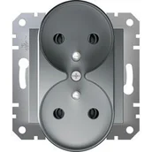 Gniazdka elektryczne - Schneider Electric Gniazdo podwójne Asfora z uziemieniem stal EPH9810262 - miniaturka - grafika 1