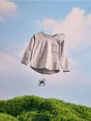 Bluzki dla niemowląt - Reserved - Bawełniany longsleeve z nadrukiem - jasnoszary - miniaturka - grafika 1