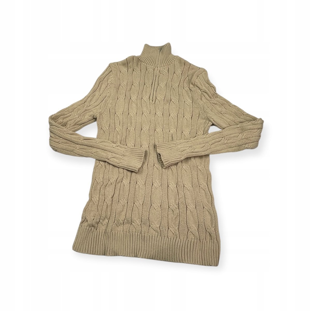 Męski Sweter z Półgolfem Styl Old Money Splot Warkoczowy Rozmiar M