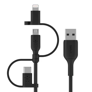 Belkin Uniwersalny kabel (3 w 1, USB-C, Lightning, kabel micro USB) do ładowania smartfonów, tabletów, powerbanków i innych urządzeń (1 m), CAC001bt1MBK CAC001bt1MBK - Kable USB - miniaturka - grafika 8