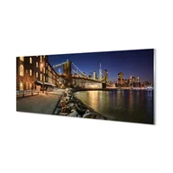 Tablice i flipcharty - Kuchenny panel ochronny Noc rzeka wieżowce 125x50 cm - miniaturka - grafika 1