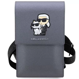 Karl Lagerfeld Torebka KLWBSAKCPMG srebrny/silver Saffiano Karl & Choupette - Etui i futerały do telefonów - miniaturka - grafika 2