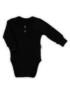 Niemowlęce body polo z długim rękawem czarne Nicol,r.80 - Body dla niemowląt - miniaturka - grafika 1