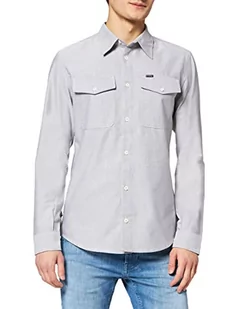 G-STAR RAW Męska koszula Marine Slim ls, Wielobarwny (odpowiednio szary/biały Oxford C895-c760), XS - Koszule męskie - miniaturka - grafika 1