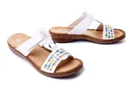Klapki i japonki damskie - RIEKER 62862-80 white, klapki damskie - Rieker - miniaturka - grafika 1