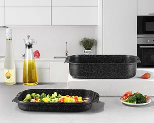 BRYTFANNA z POWŁOKĄ MARMUROWĄ DWUSTRONNA 2 ELE 6.0L ZILNER ZL-1116 - Brytfanny - miniaturka - grafika 2