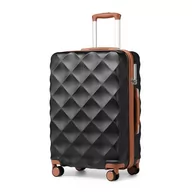 Walizki - British Traveller Średnia walizka 61 cm, trwała twarda obudowa ABS + PC, lekki bagaż rejestrowany z 4 kołami obrotowymi, zamek TSA, zamek błyskawiczny YKK, szaro-brązowy, Szary Brązowy, M(24inch), - miniaturka - grafika 1