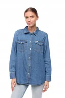 Koszule damskie - WRANGLER HERITAGE SHIRT MID INDIGO W5S96OX8E 3XL - miniaturka - grafika 1