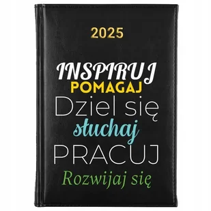 Kalendarz Książkowy Czarny A5 2025 WSPIERAJ POMAGAJ SŁUCHAJ Terminarz Wzory - Kalendarze - miniaturka - grafika 1