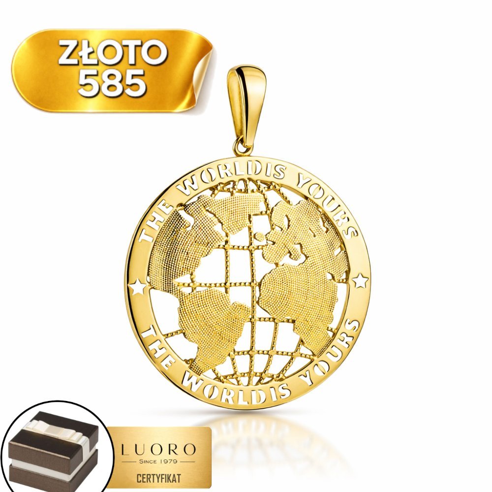 ZAWIESZKA ZŁOTA 585 14K KULA ZIEMSKA ŚREDNIA 24 MM DELIKATNA ELEGANCKA