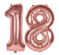 Balony i akcesoria - Zestaw balonów liczba 18 różowe złoto 100 cm - miniaturka - grafika 1