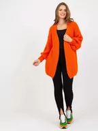 Swetry damskie - Sweter kardigan pomarańczowy casual narzutka rękaw długi - miniaturka - grafika 1