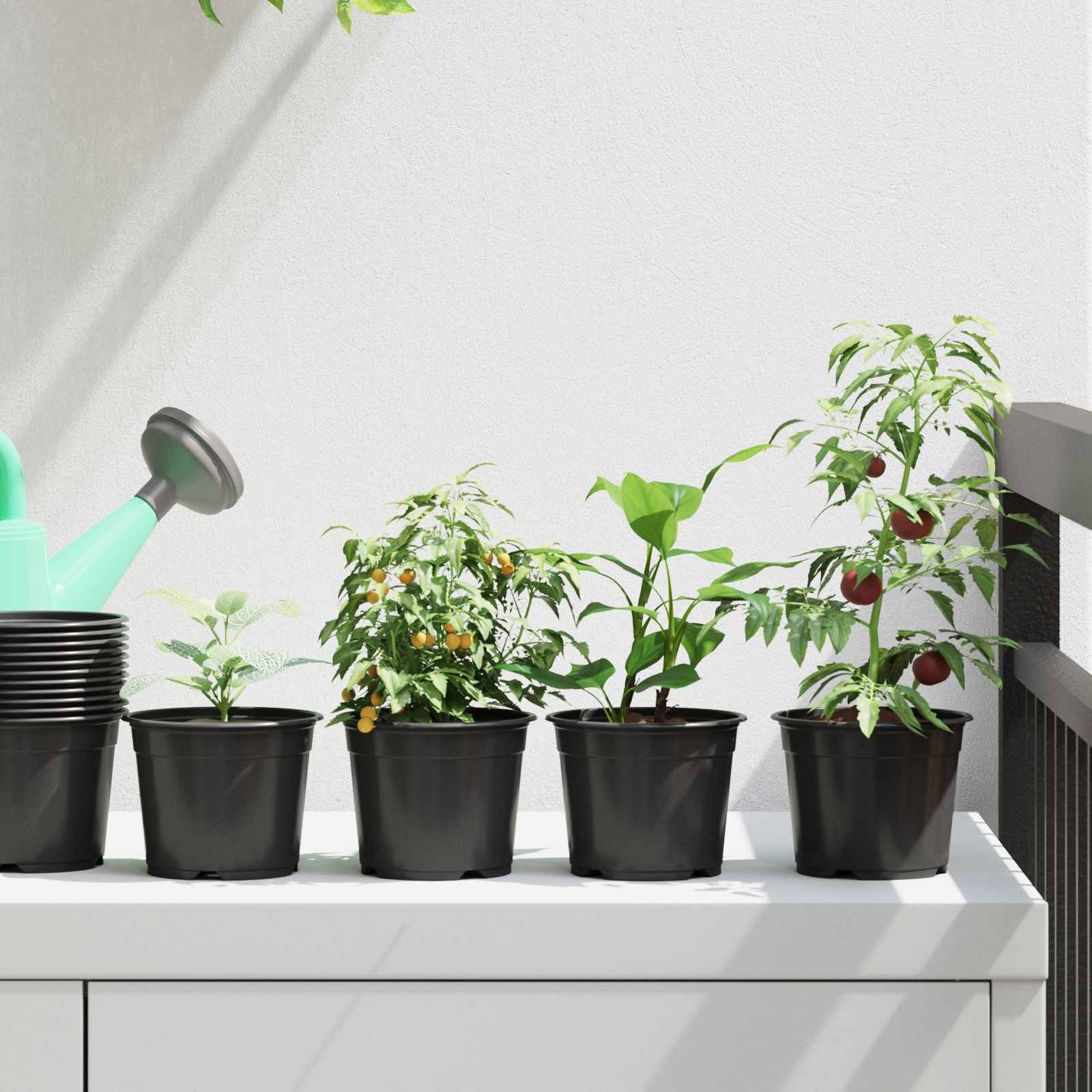 vidaXL Okrągła doniczka na kwiaty 100 pcs Czarny 10 x 8 cm