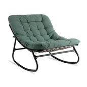 Fotele - Fotel Bujany Wypoczynkowy Bujak Kubełkowy Do Salonu Sypialni Zielony AURORA - miniaturka - grafika 1