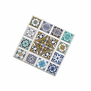 Podkładka pod szklanki, ceramika/korek, 11 x 11 cm, romb kod: ZS-057638 - Deski do krojenia - miniaturka - grafika 1