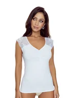 Koszulki i topy damskie - Damska koszulka z delikatną koronką biała Eldar r.XL - miniaturka - grafika 1