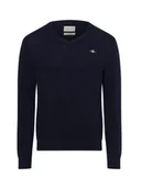 Swetry męskie - Gant Męski sweter z dzianiny Mężczyźni niebieski jednolity, M - miniaturka - grafika 1