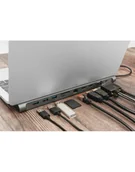 Stacje dokujące i replikatory portów - digitus Stacja dokująca USB-C, 11 portów TripleMonitor 2xHDMI 4K30Hz 1xVGA FHD 3xUSB-A 3.0 RJ45 PD3.0, Srebrna - miniaturka - grafika 1