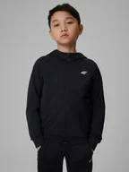 Bluzy dla chłopców - 4F Bluza sportowa regular z kapturem chłopięca - czarna 158/164 (12-14 lat) - miniaturka - grafika 1