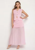 Komplety damskie - Różowy Elegancki Komplet z Kamizelką i Długą Spódnicą Wenelle - miniaturka - grafika 1
