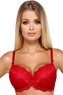 Biustonosze - Biustonosz Push Up Stanik Damski Wyciągane Wkładki Fiszbiny Czerwony 90D - miniaturka - grafika 1