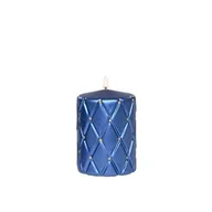 Świece - Świeca pieńkowa 100 x 70 pikowana kratka metalik szafirowa - miniaturka - grafika 1