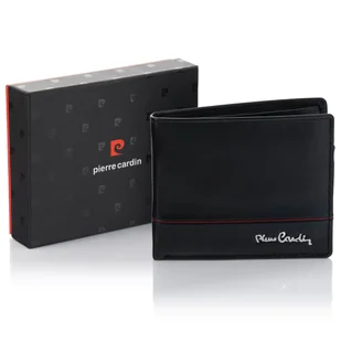 Mały portfel męski Pierre Cardin YS605 8825 z RFID - czarno-czerwony - Portfele - miniaturka - grafika 1