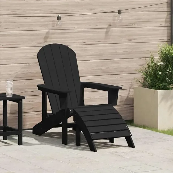 Fotel ogrodowy Adirondack z HDPE, czarny, 75x83x92 cm