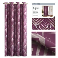 Zasłony - AmeliaHome Zasłona z błyszczącym nadrukiem przelotki OXFORD PIRAMIDES 140X250 śliwkowy - miniaturka - grafika 1