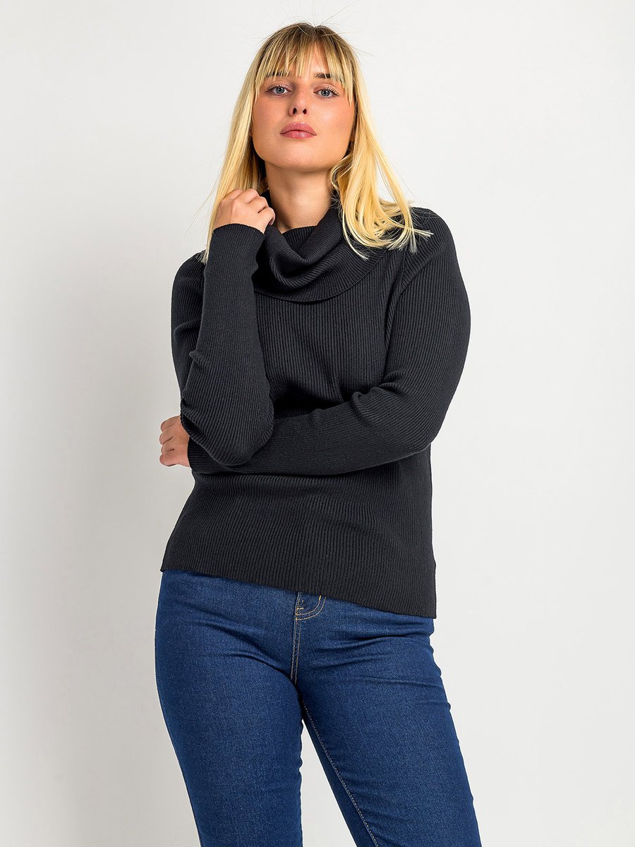 Sweter z domieszką wiskozy czarny S