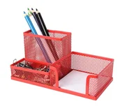 Przyborniki na biurko - Amos Przybornik Metalowy z Przegródkami Czerwony NET - miniaturka - grafika 1
