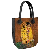 Torebki damskie - Torebka filcowa City Antracyt, nadruk Pocałunek – shopperka damska, ekologiczny filc, zamek, mieści A4, udźwig do 10 kg, polska produkcja, ARCO Design - miniaturka - grafika 1