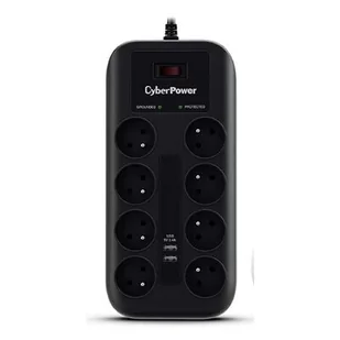 CyberPower Professional 8 gniazd 2x USB 1.8m czarna - Listwy zasilające - miniaturka - grafika 1