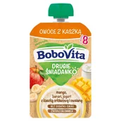 Przekąski dla dzieci - BoboVita Drugie Śniadanko Mus mango banan jogurt z kaszką orkiszową i owsianą po 8 miesiącu 100 g - miniaturka - grafika 1
