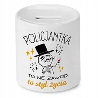 Skarbonki - Dla Policjantki Skarbonka na Urodziny na Prezent z Nadrukiem ze Zdjęciem + Opakowanie na prezent (wzór 01) - miniaturka - grafika 1