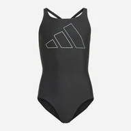 Stroje kąpielowe dla dziewczynek - Strój kąpielowy jednoczęściowy dziecięcy dla dziewczynki Adidas Big Bars Suit G IL7276 104 Czarny (4067887687355) - miniaturka - grafika 1