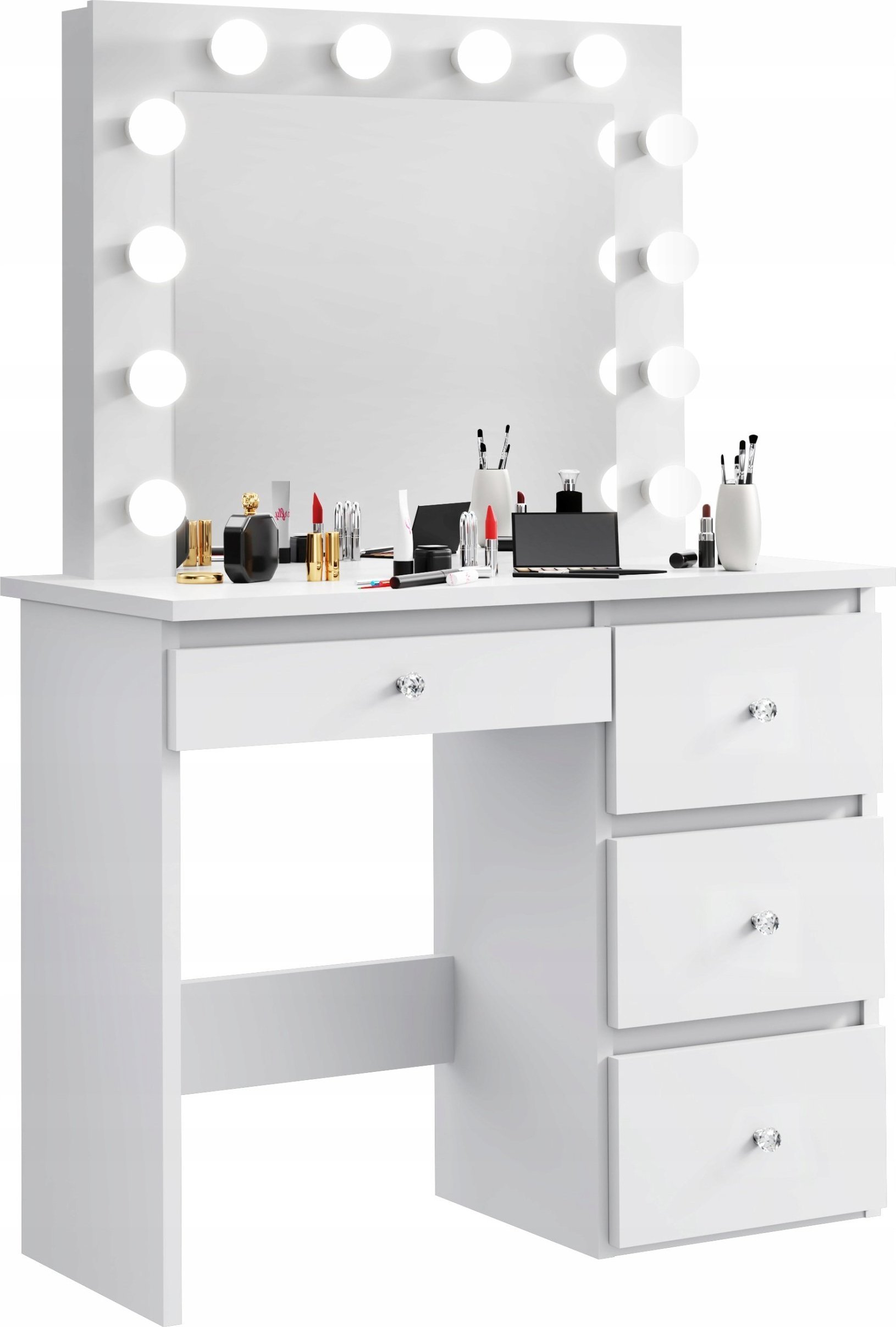 MartigoPlus Toaletka z lustrem biała kosmetyczna BETA 12 LED