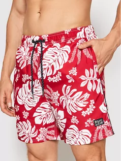 Kąpielówki męskie - Superdry Szorty kąpielowe Campus Hawaiian M3010120A Czerwony Regular Fit - grafika 1