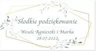 Wesele i ślub - Naklejki personalizowane na pudełka na ciasto z zielonymi listkami - 30 szt. - miniaturka - grafika 1